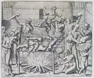 Cannibal Feast, engraved by Theodor de Bry